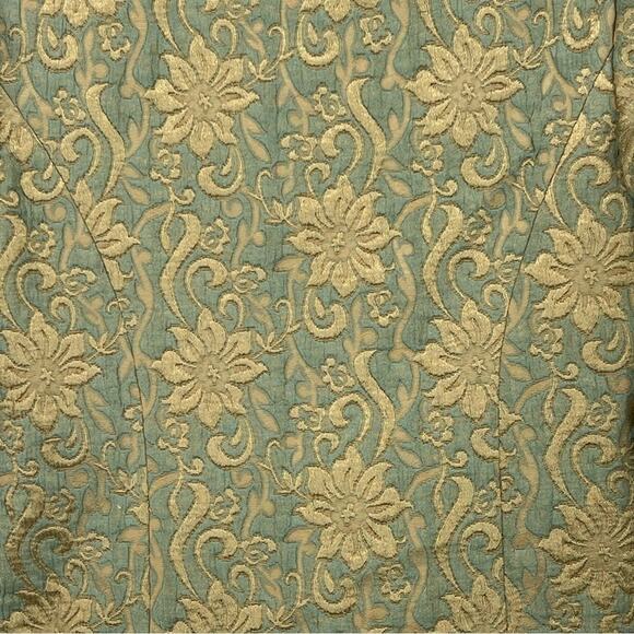 Soft Surroundings green gold floral brocade embellished evening blazer jacket S - Picture 13 of 16